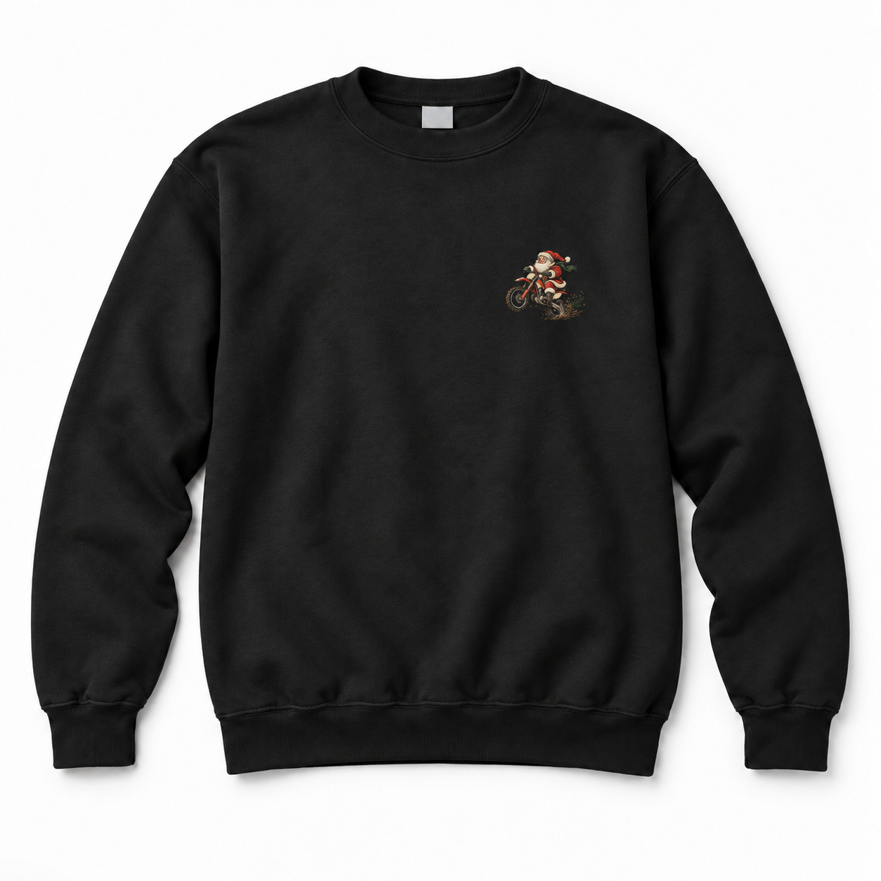 Santa Dirt Bike Chest Print Crewneck Sweatshirt