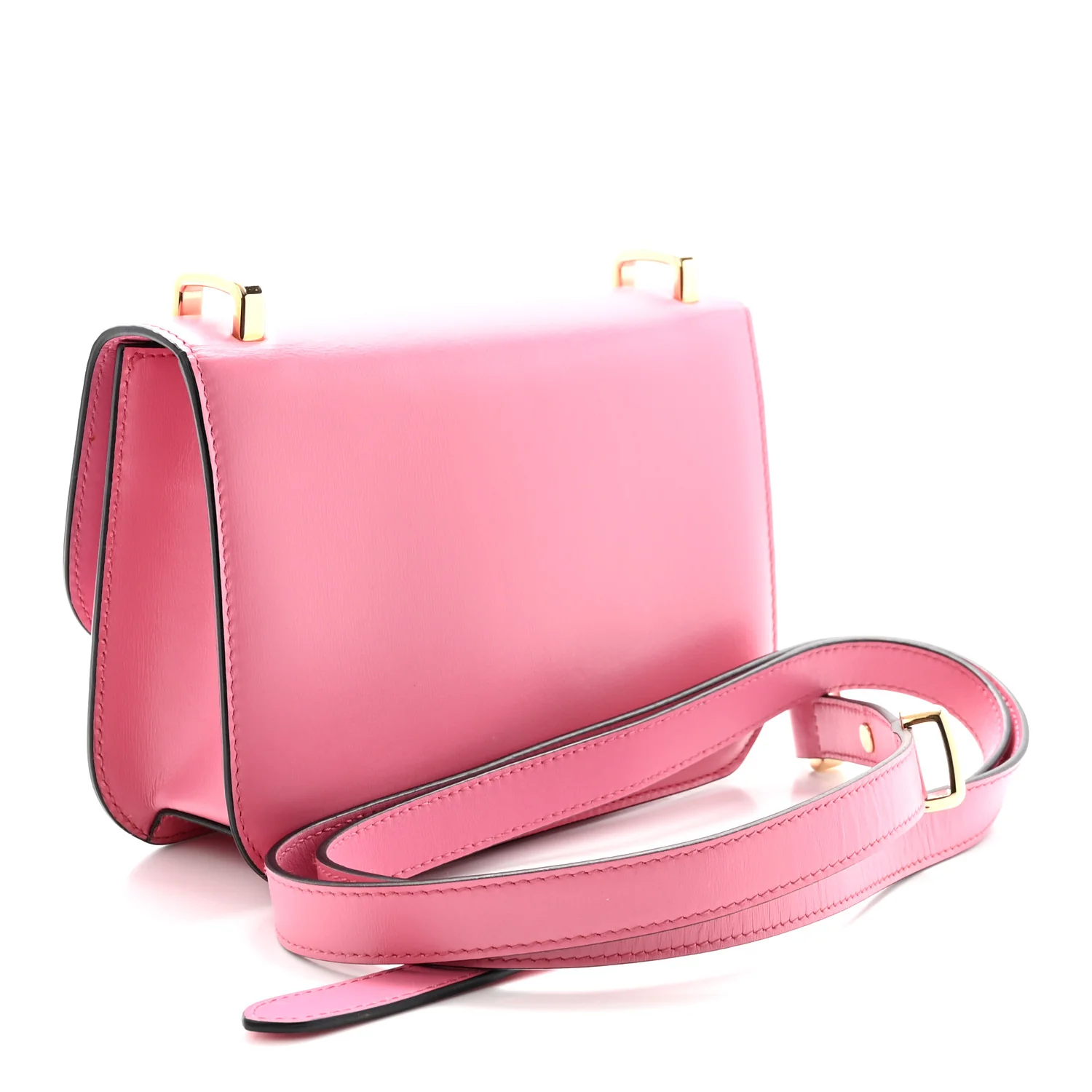 Box Calfskin Triangle Embleme Flap Shoulder Bag Begonia