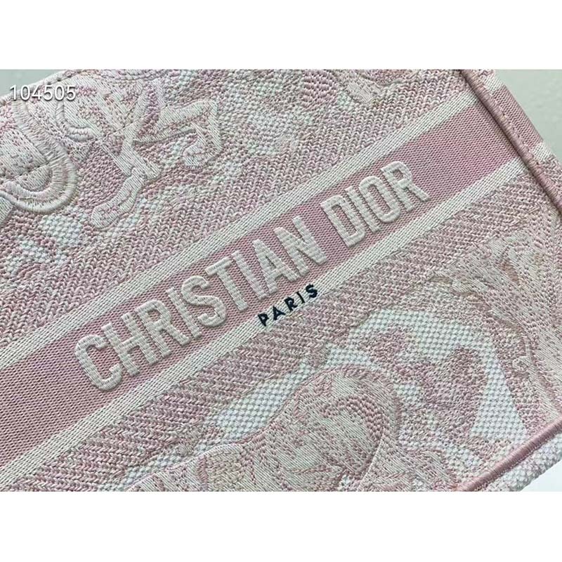 CD Unisex CD Small Book Tote Fluorescent Pink Toile De Jouy Transparent Canvas