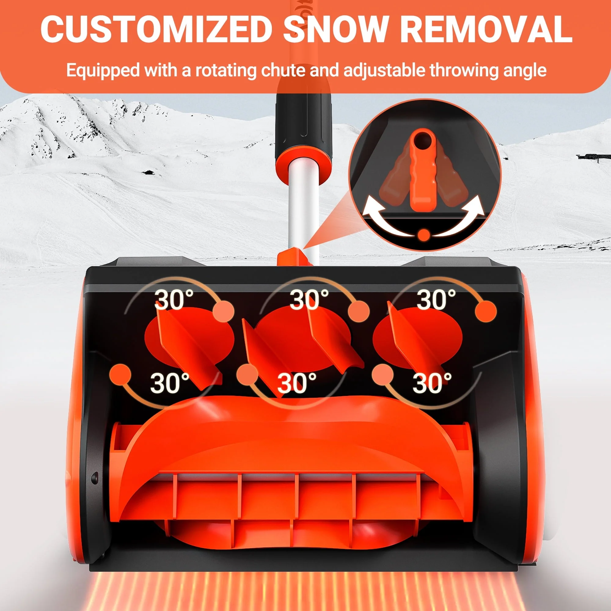 20V 12-Inch Cordless Snow Shovel with Directional Plate, Battery Quick Charger Included - Image 7