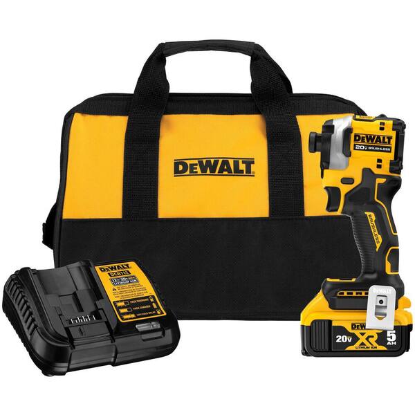 ATOMIC 20V MAX Lithium-Ion Cordless 1/4 in. Brushless Impact Driver Kit. 5 Ah Battery. Charger. and Bag