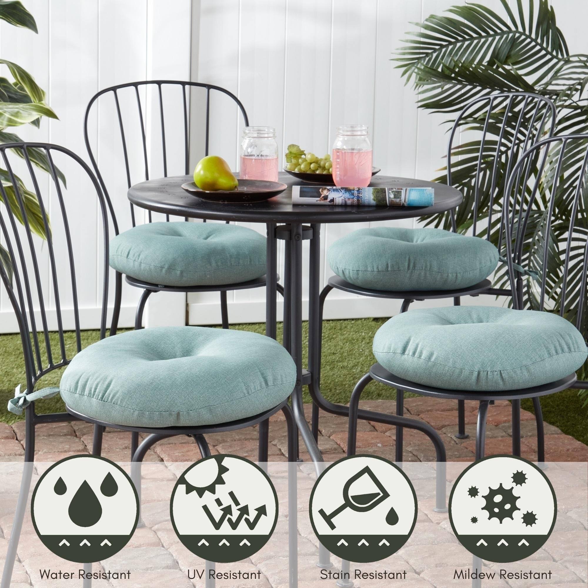 Greendale Home Fashions Seaglass 15 in. Round Outdoor Reversible Bistro Seat Cushion (Set of 2)