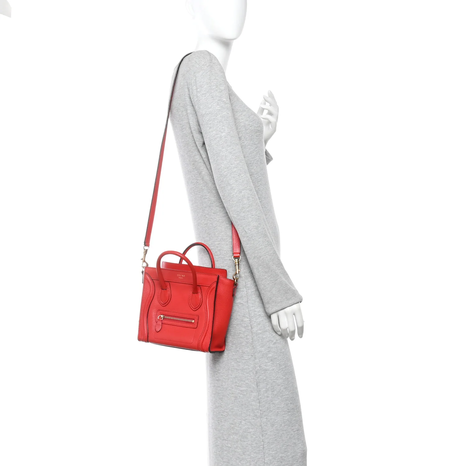 Drummed Calfskin Nano Luggage Vermillion