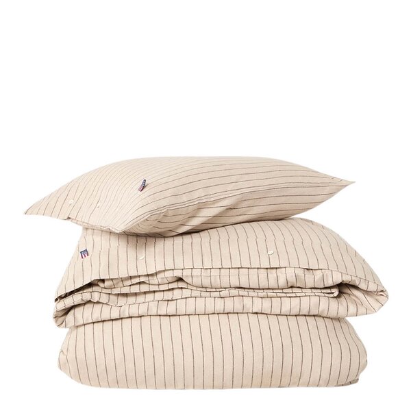 Sengesett 140x200 cm bomullsflanell smalstripet beige/brown