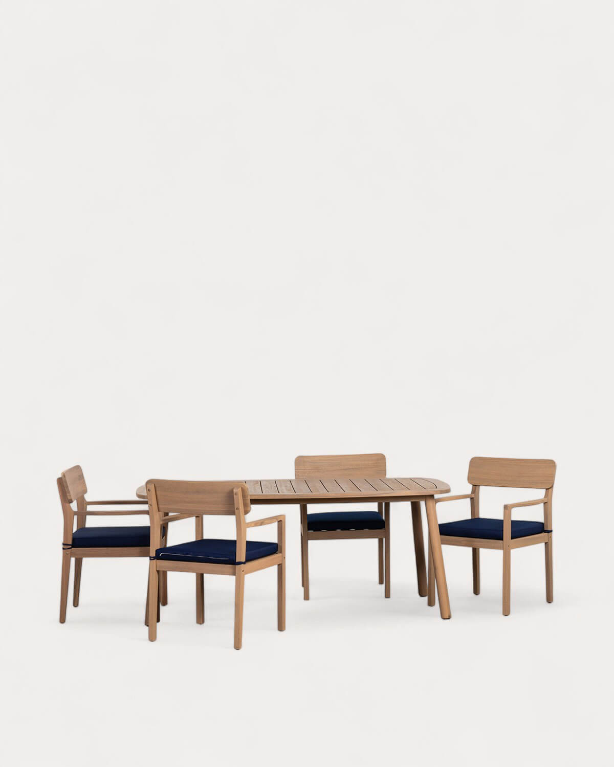 Marla - Set de Mesa Rectangular (180x100 cm) y 4 Sillas con Reposabrazos de Madera de Acacia de Exterior Marla