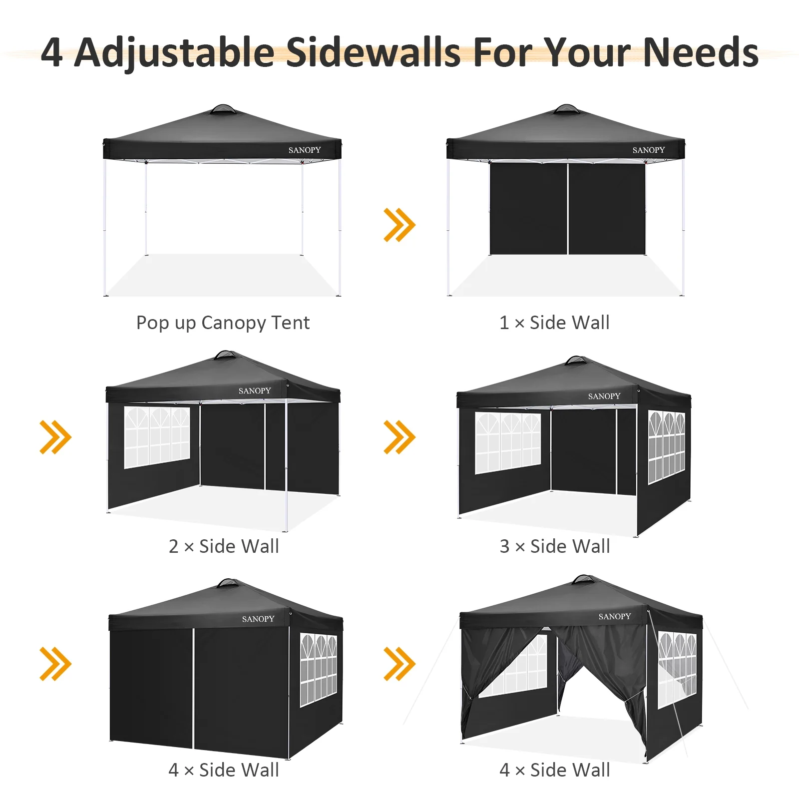 10' x 10' Straight Leg Pop-up Canopy Tent Easy Two Person Setup Instant Outdoor Canopy Folding Shelter with 4 Removable Sidewalls, Air Vent on The Top, 4 Sandbags, Carrying Bag, Black(10 x 10 FT (Style 1)/Black) - Image 10