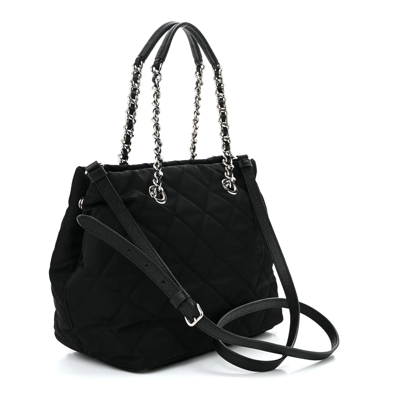 Nylon Tessuto Impuntu Quilted Tote Black