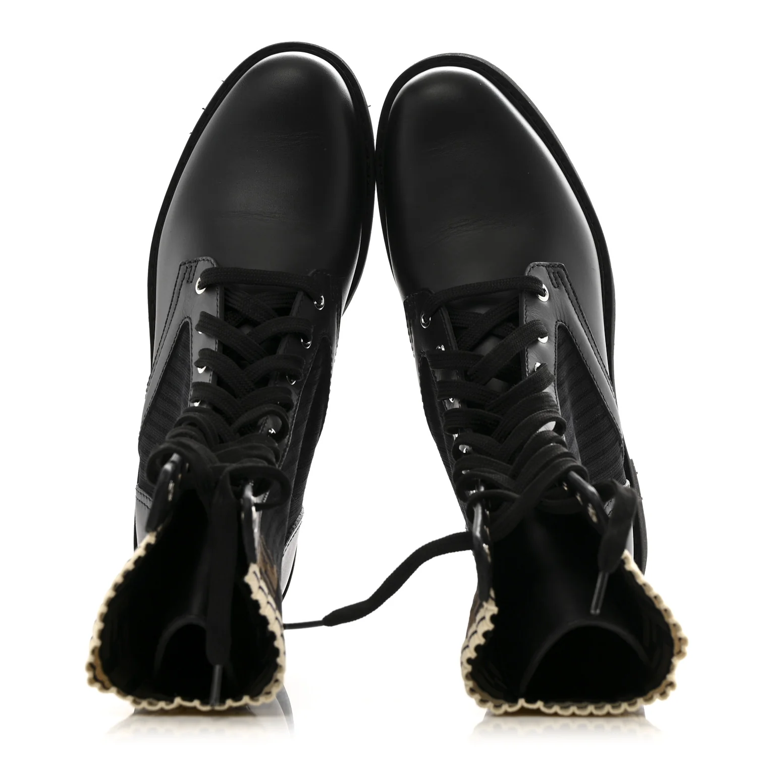 Calfskin Stretch Fabric Rockoko Biker Boots 40 Tobacco Black Marino