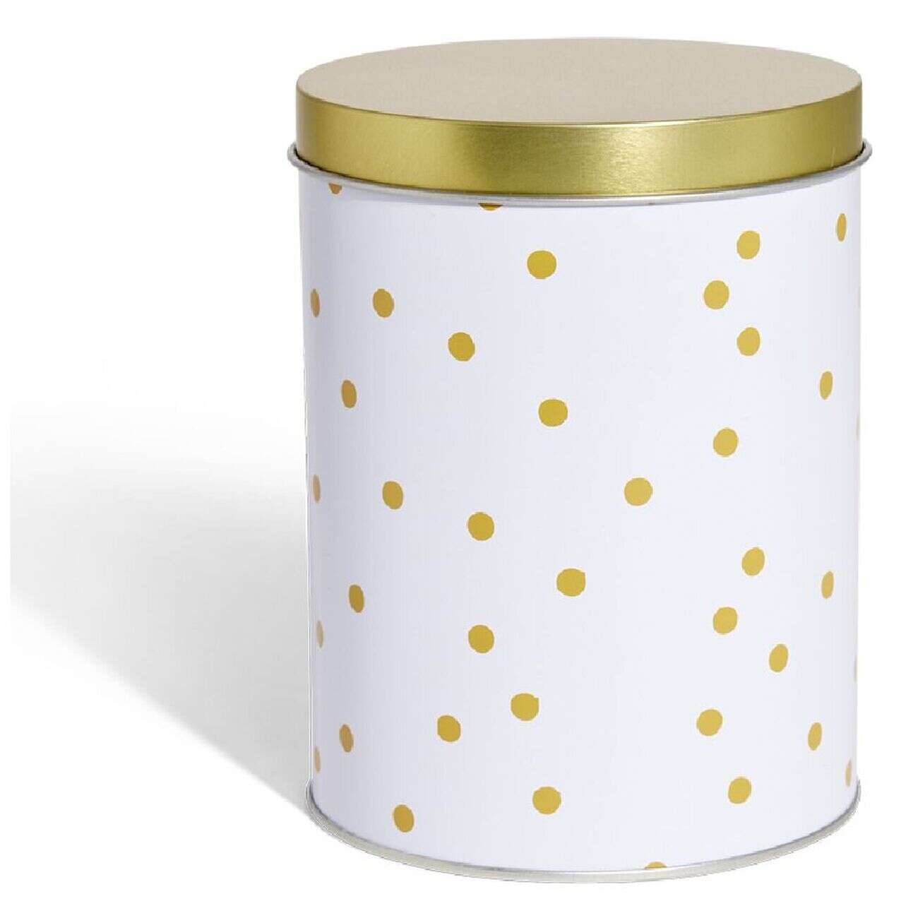Boîte à biscuits ronde métal blanc doré Ø10,5H14cm