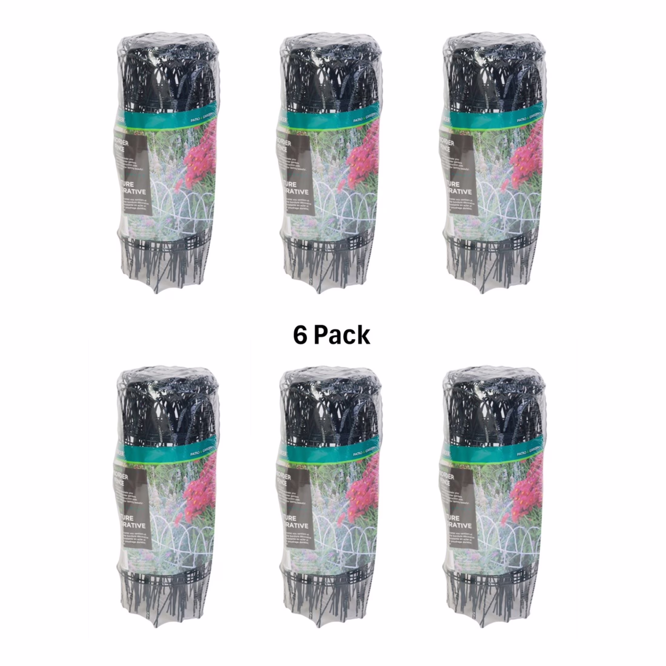 Panacea 89309-6 Set of 6 Green Wire Garden Edging Fence Roll, 14 x 20' Long, Border Edging