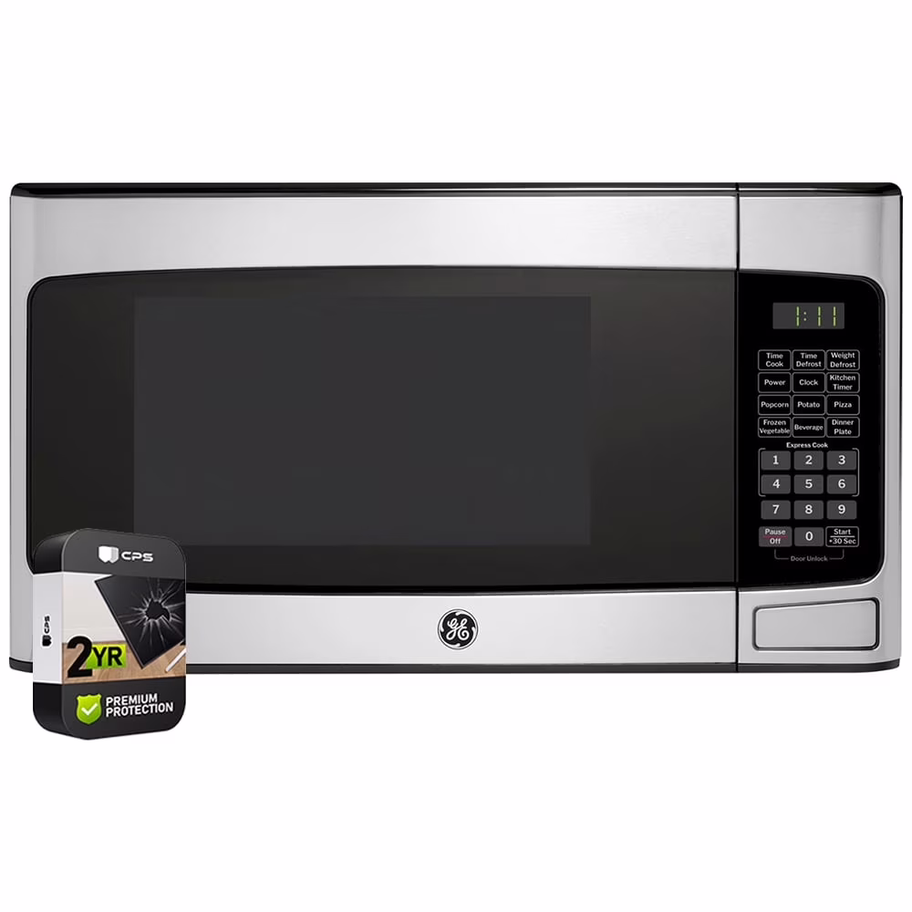 GCST11N1WSS 1.1 cu. ft. Countertop Microwave Oven 950 Watts Stainless Steel Bundle with 2 YR CPS Enhanced Protection Pack(Steel)