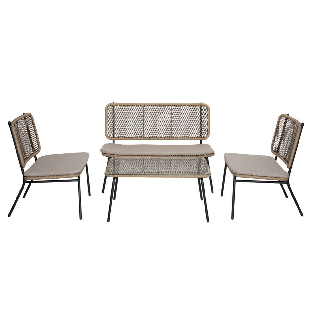 Salon de jardin 4 personnes Bali marron naturel