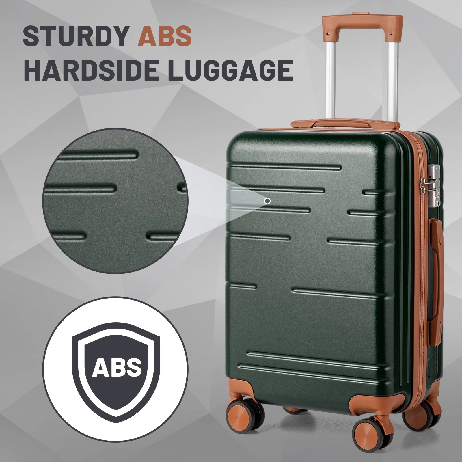 Zimtown Luggage 3 Piece Set Suitcase ABS Hardside Lightweight with TSA Lock Spinner Wheels, Beige