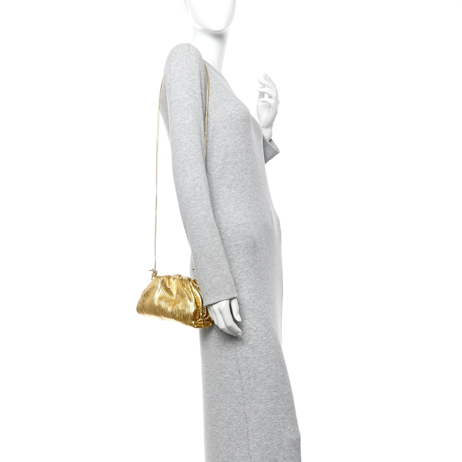 Metallic Bark Calfskin The Mini Pouch Gold