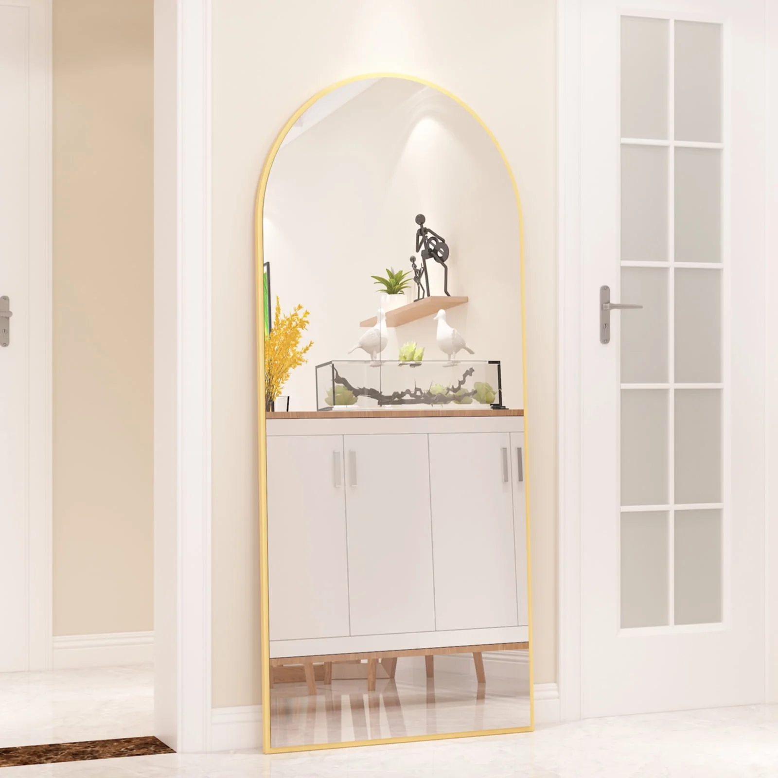 RACHMADES 65"x24" Arch Mirror Full Length Full Body Mirror Arched Floor Mirror with Stand Tall Mirror Long Gold Mirror FULL Length Image 9