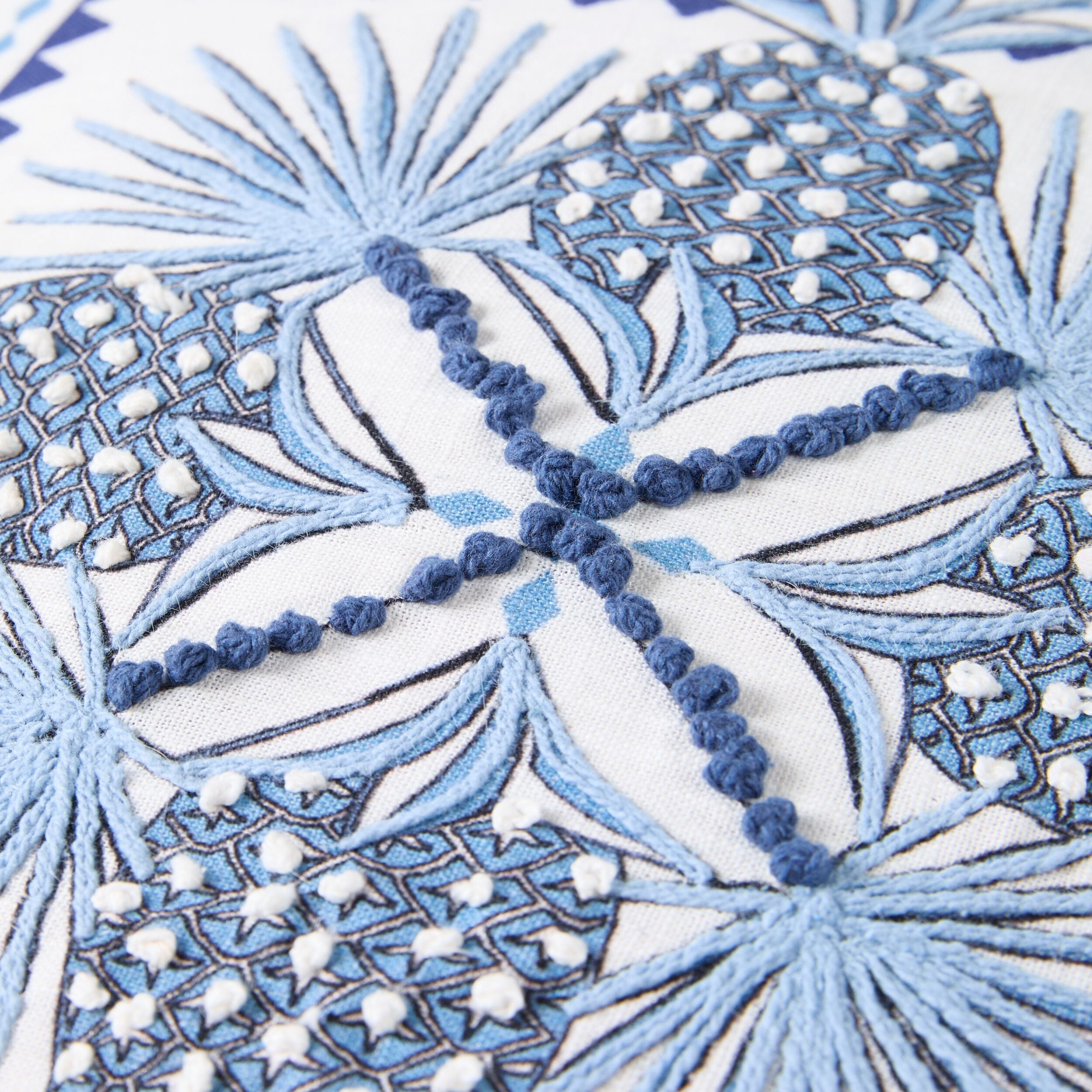Stitch Pineapple Fan Embroidered Cushion