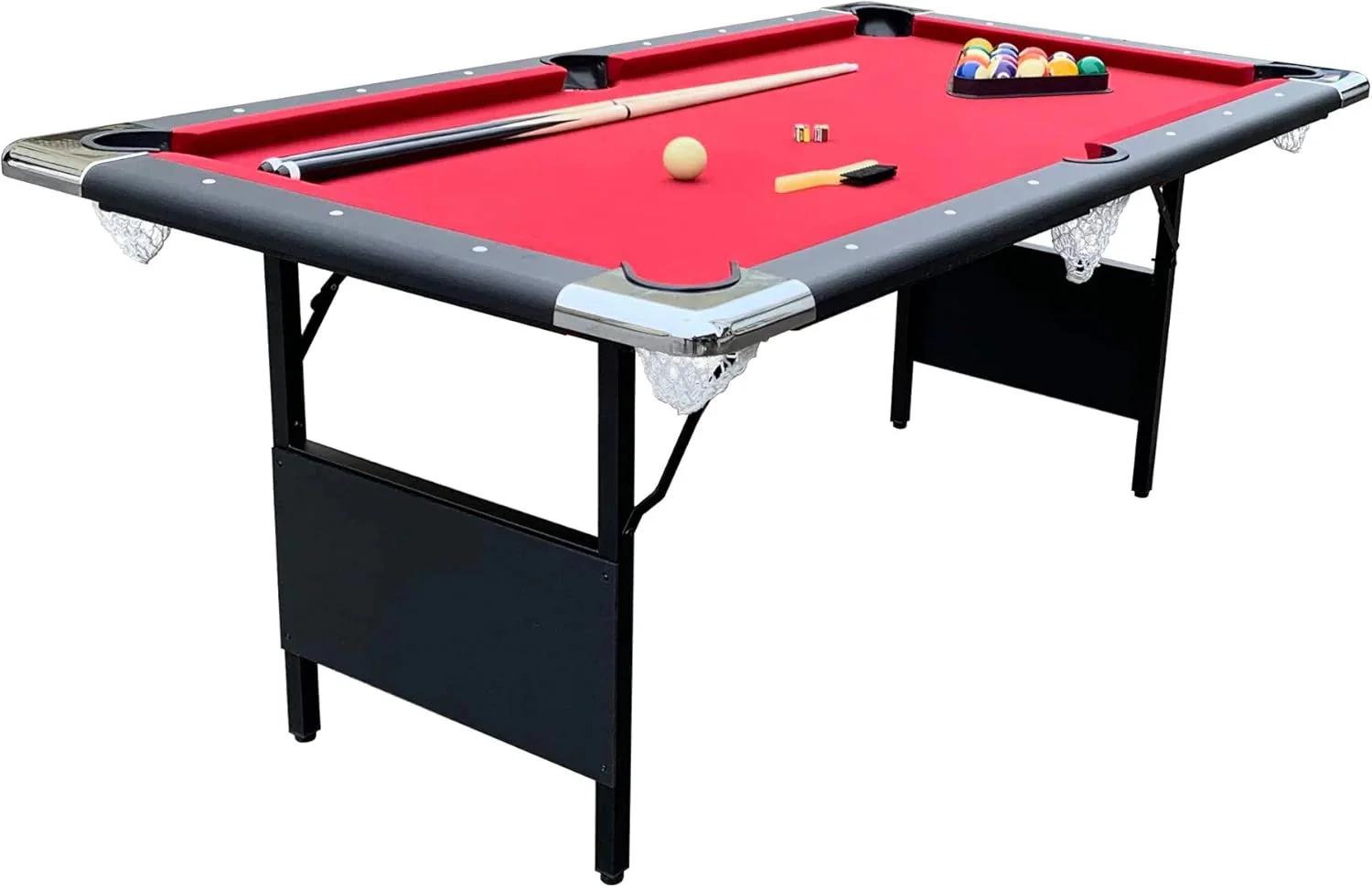 6 ft Portable Pool Table, Adults Folding Billiards Tables for Game Room with Easy Foldable Storage, Includes Full Set of Billiard Balls,…
