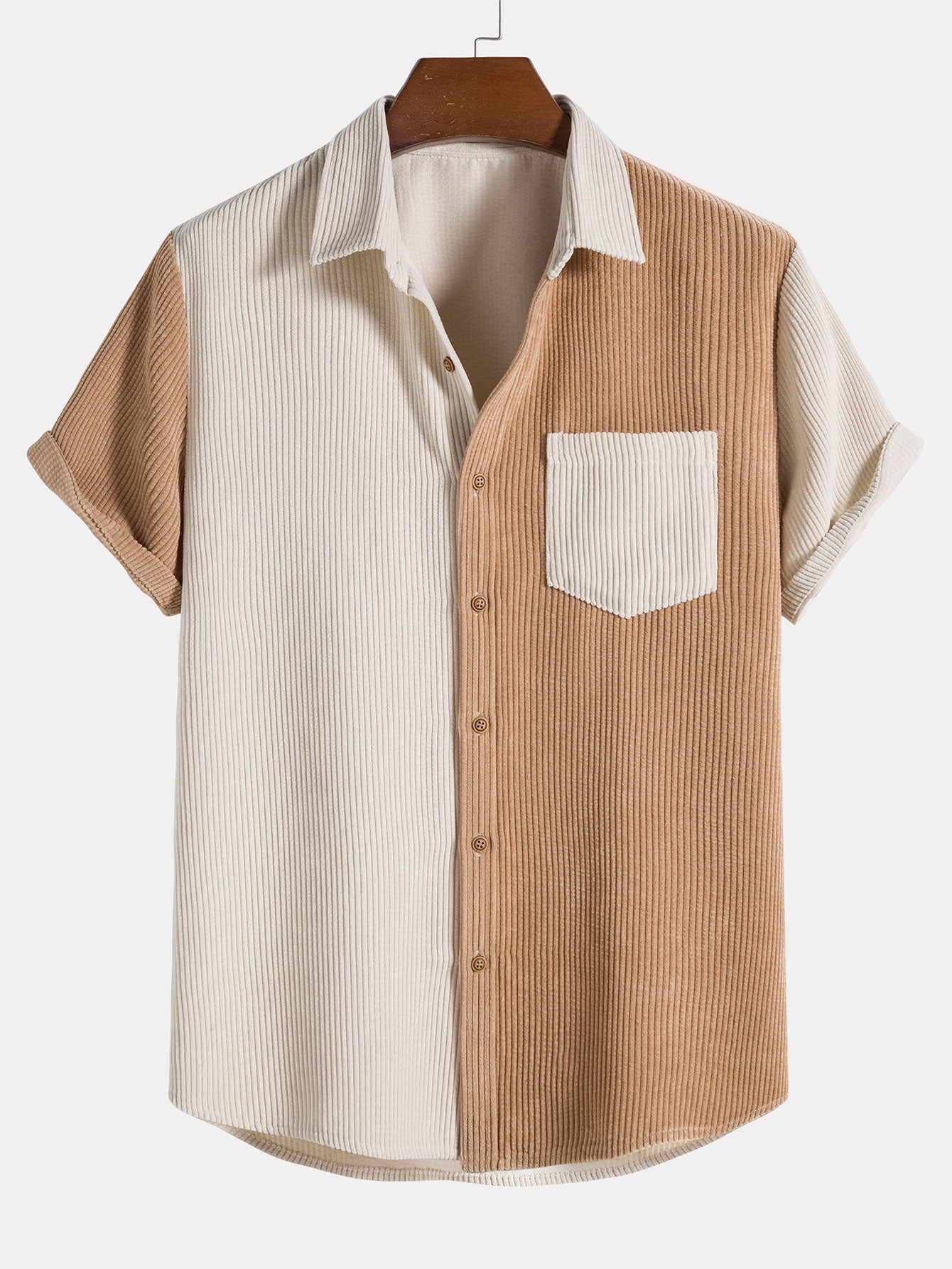 Chemise et short en velours côtelé bicolore