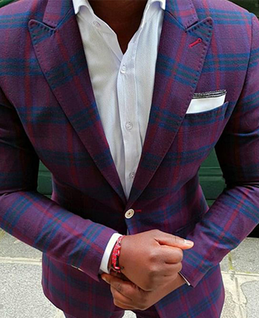 Ensemble blazer et pantalon 2 pièces à carreaux classiques, col à revers et poches poitrine