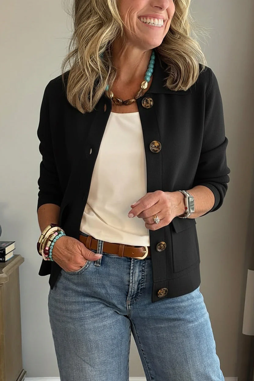Veste décontractée à revers avec poche poitrine