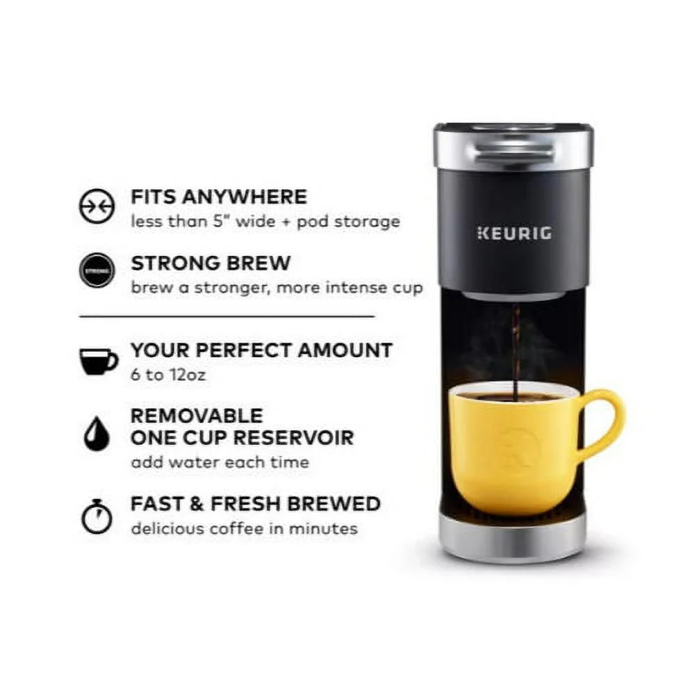 K-Mini Plus Single Serve Coffee Maker with K-Cup Pod (Black)(13.52" x 5.79" x 14.76") - Image 3
