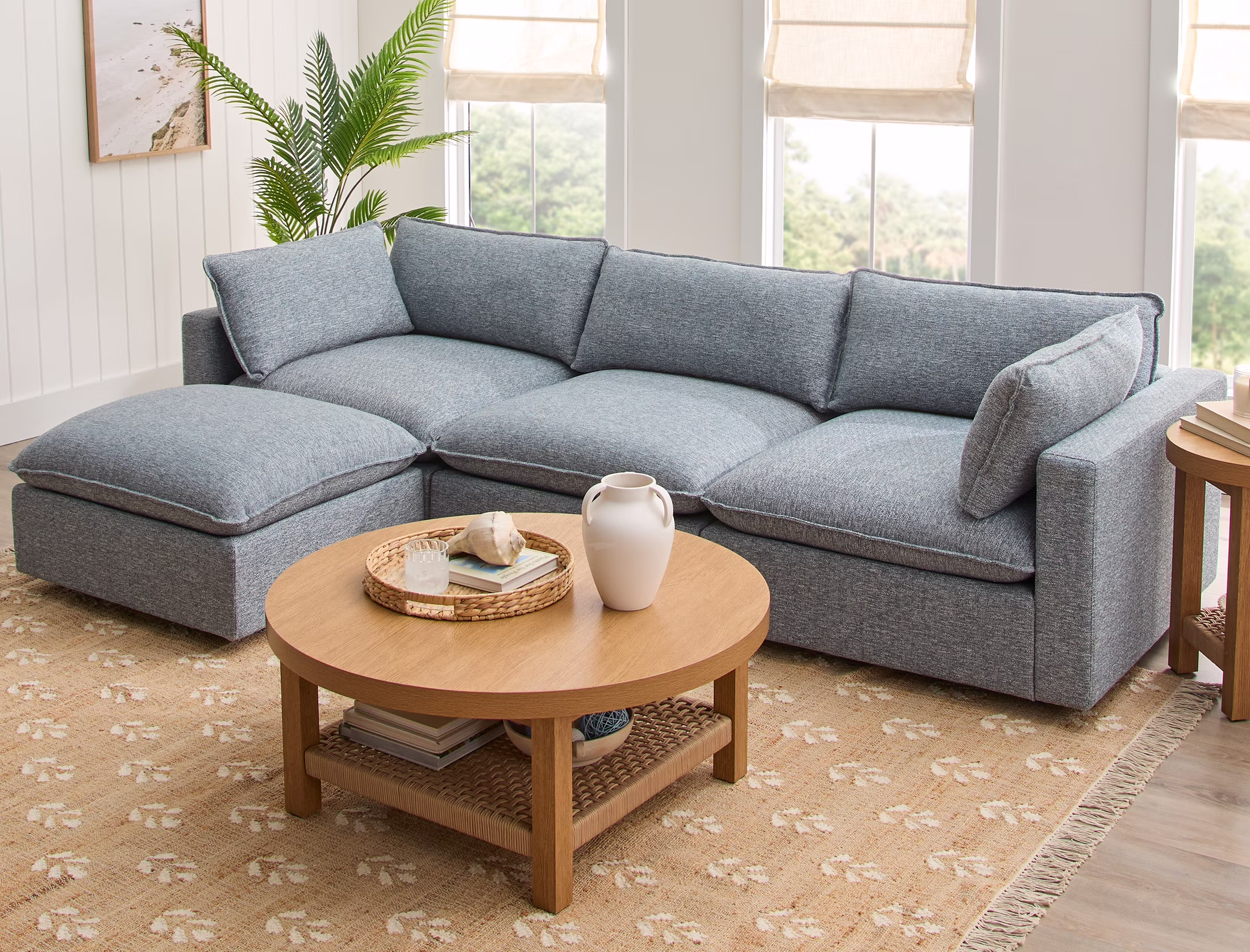 Better Homes & Gardens Weston 107.5 Cloud Modular Sectional Sofa, Heathered Blue
