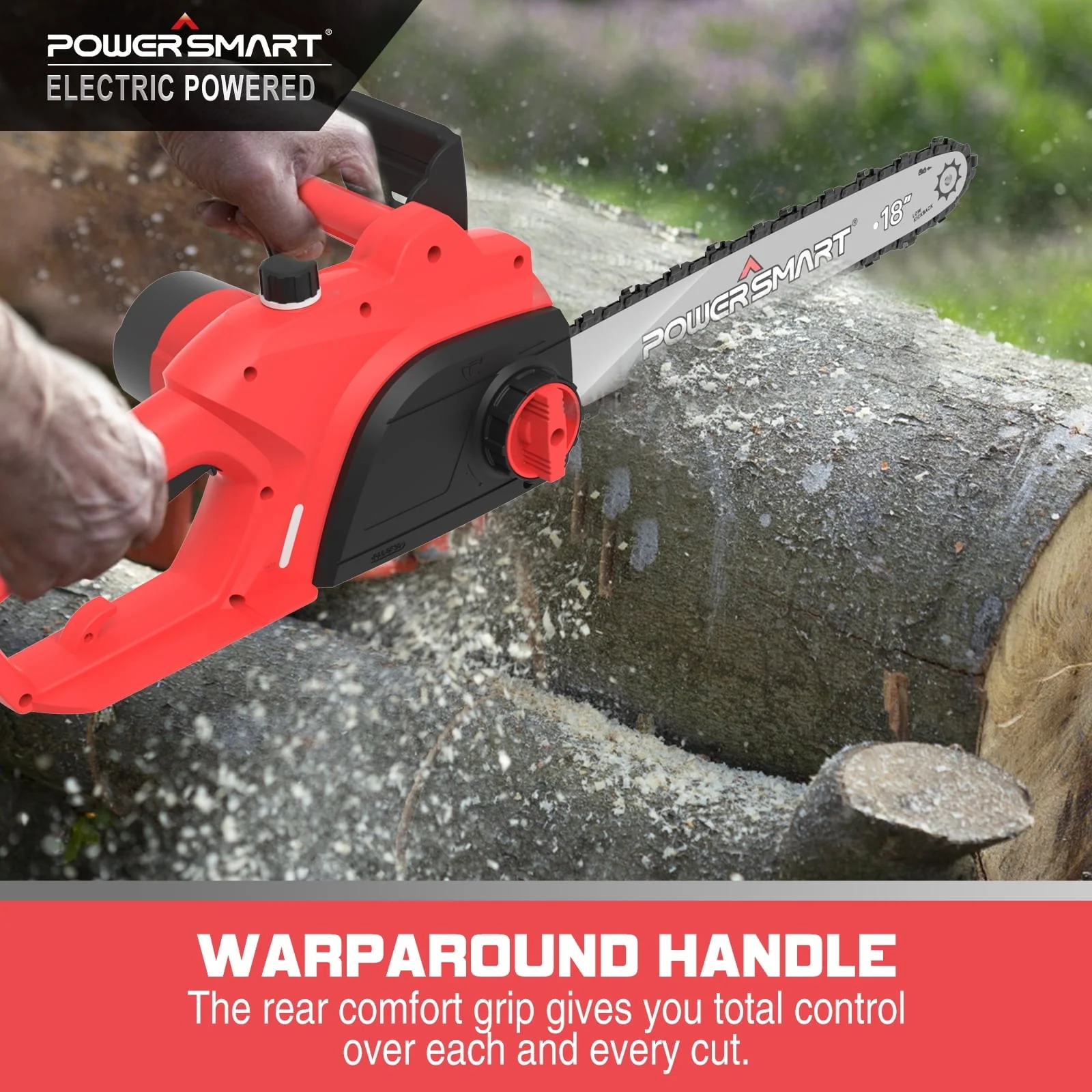 PowerSmart PS8218 18 inch Pruning Corded Electric Chainsaw, 120V 15Amp Power Chainsaw for Wood Cutting(15Amp) Image 6
