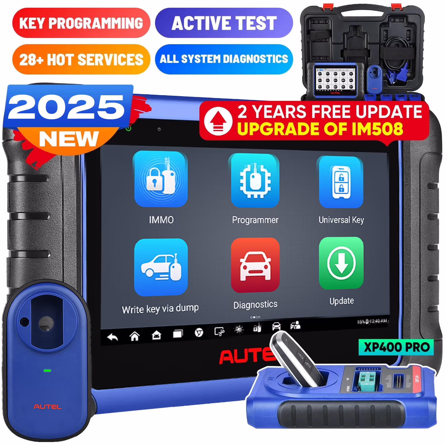 Autel Maxiim IM508S PRO W/ XP400 PRO As IM608 PRO II, Gift Smartwacth, 2025 Advanced IMMO Key Fob Programming Tool OE - Level Bi - Directional Control, All System Diagnostics
