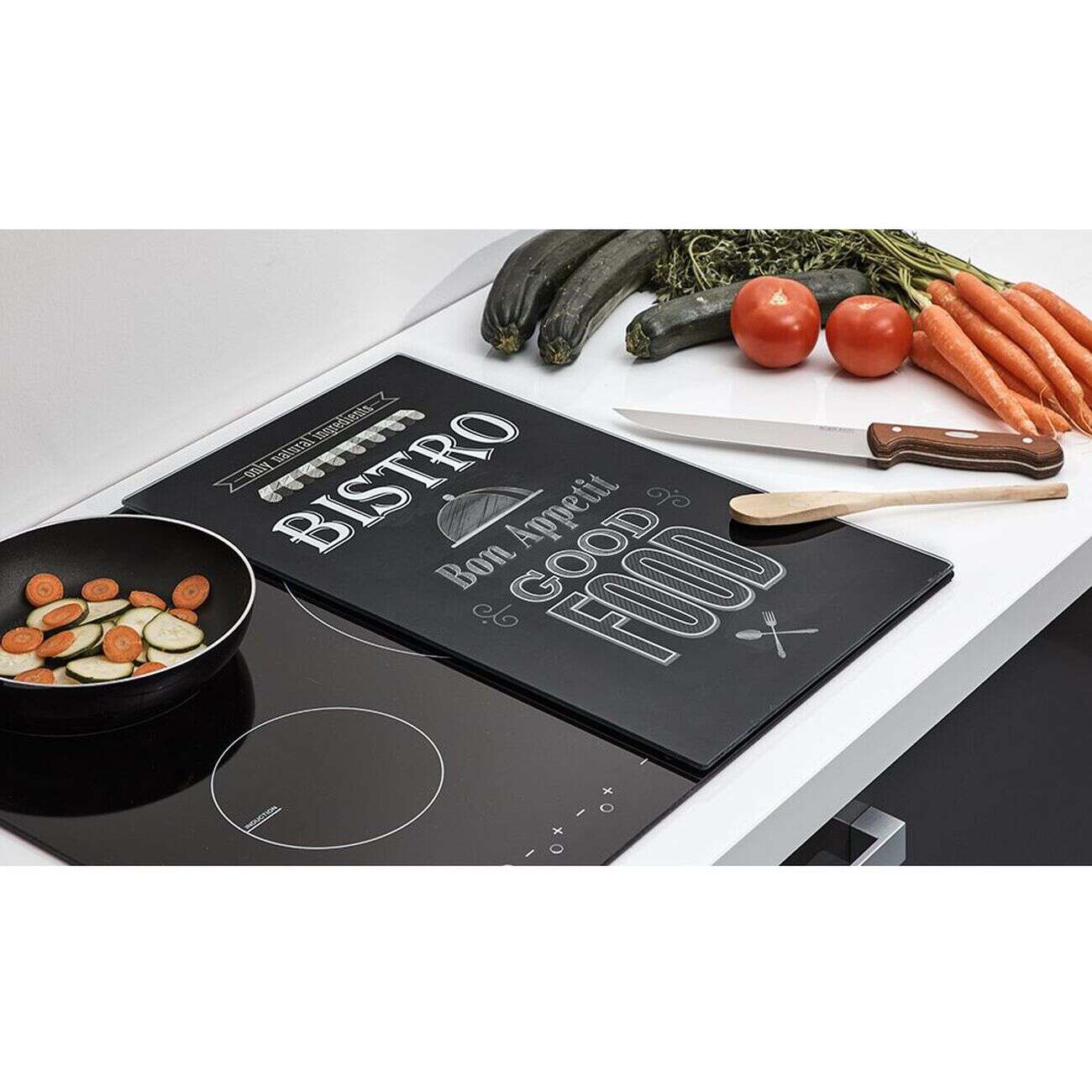 Planche à découper cache plaque en verre x2