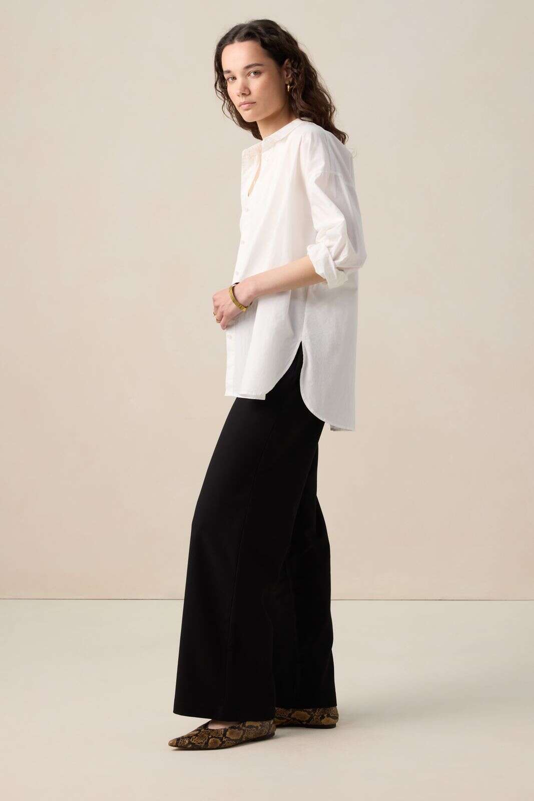 Zwarte high waist wide leg broek