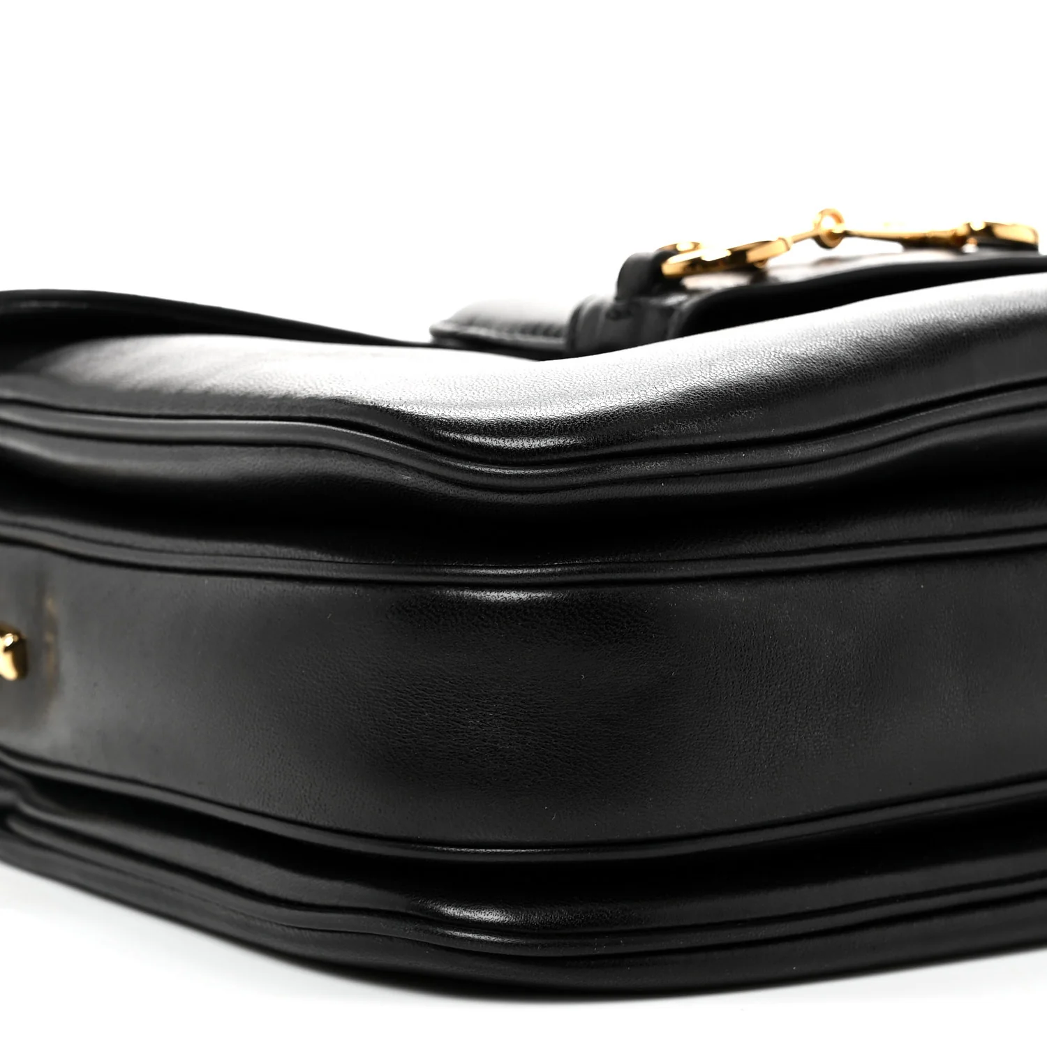 Calfskin Horsebit 1955 Aura Small Shoulder Bag Black
