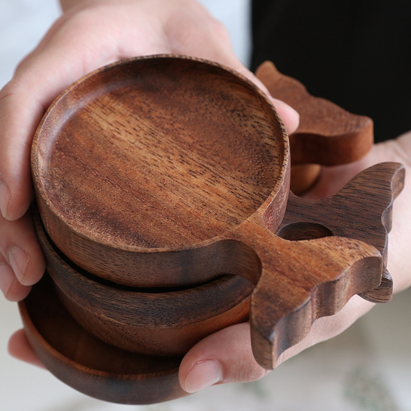 Acacia Wooden Fish Shape Snack Dessert Plate Acacia Wood Coaster