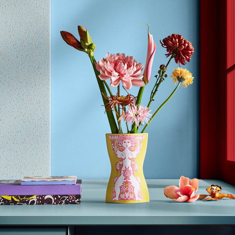 Nina vase 22 cm gul/pink