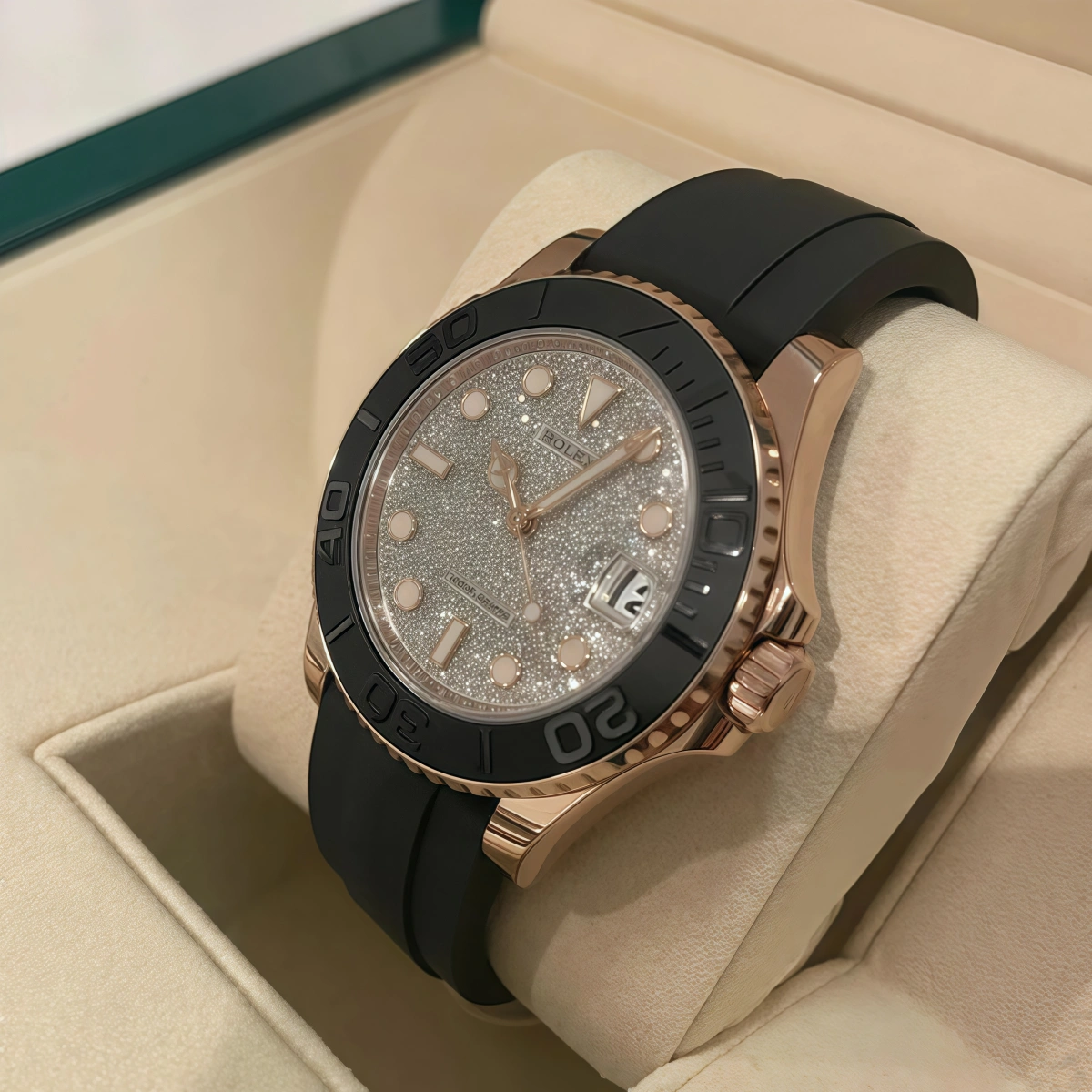 [Super Clone]Rolex Yacht-Master 268655-0019 Diamonds Dial Oysterflex