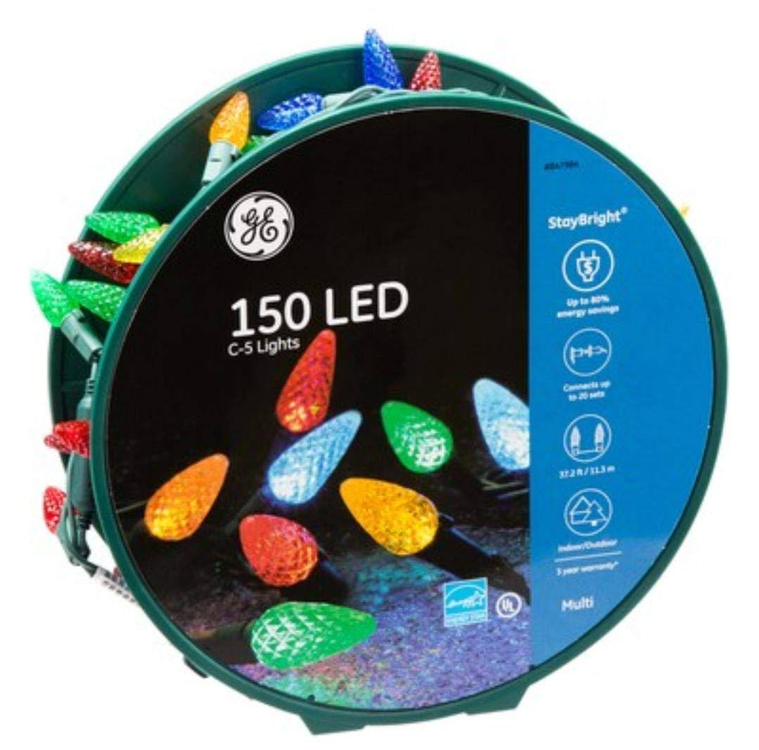 GE Staybright LED C5 Multi-Color Christmas Lights 150 Count