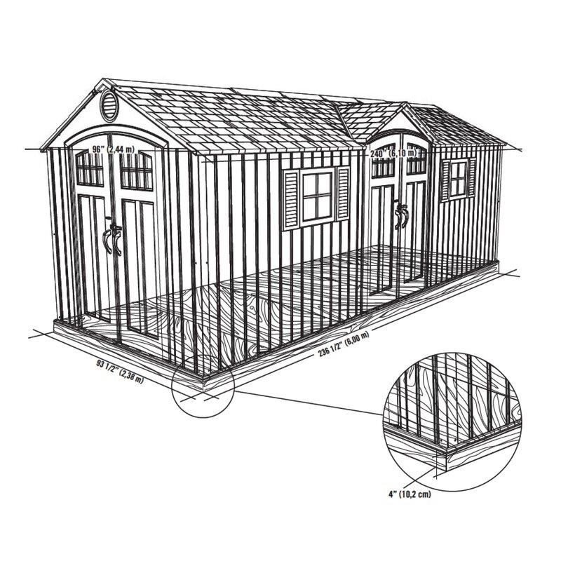 Abri de jardin en plastique de 6 m x 2,4 m