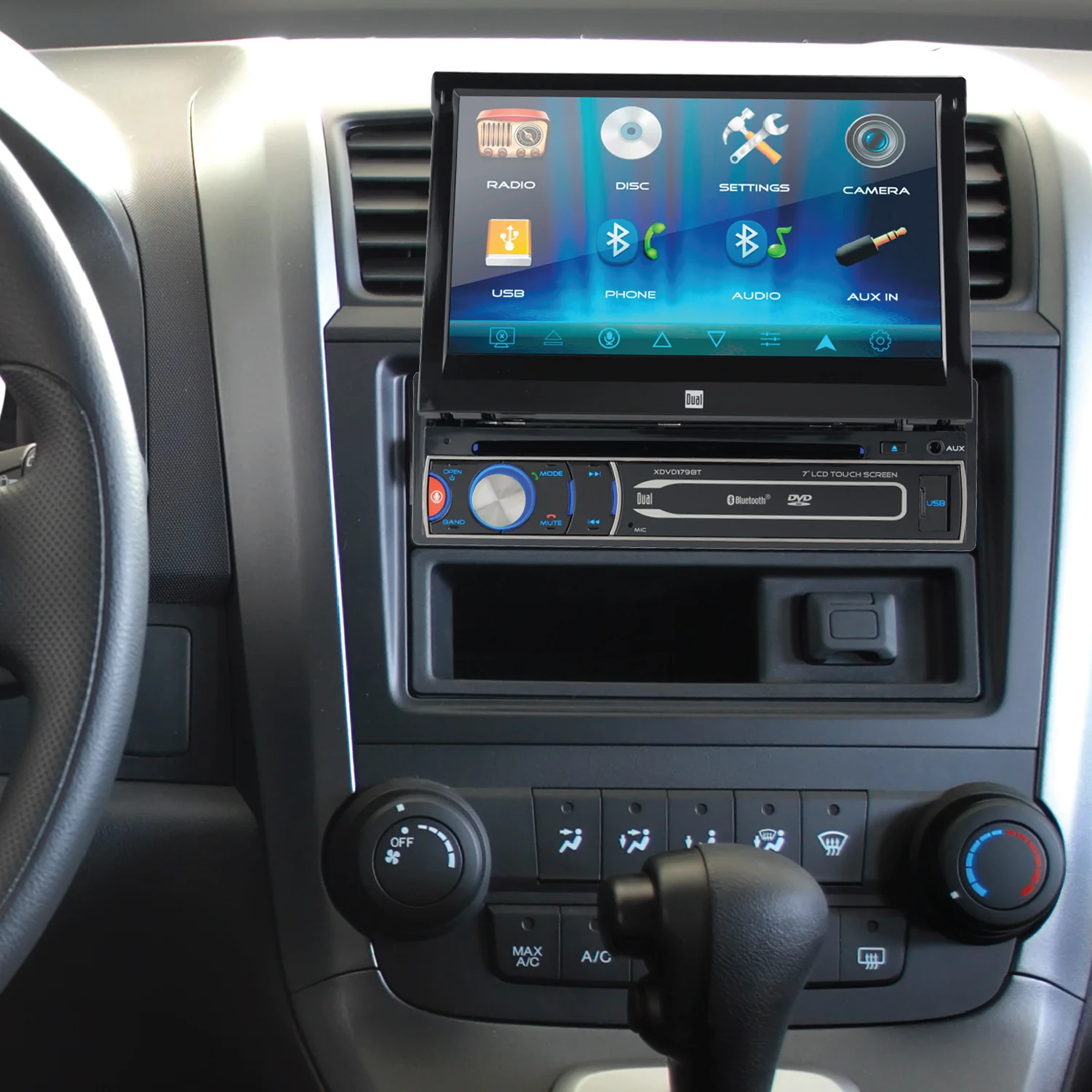 XDVD179BT 7 inch Single DIN Car Stereo, Motorized Touch Screen, CD/DVD, New - Image 9