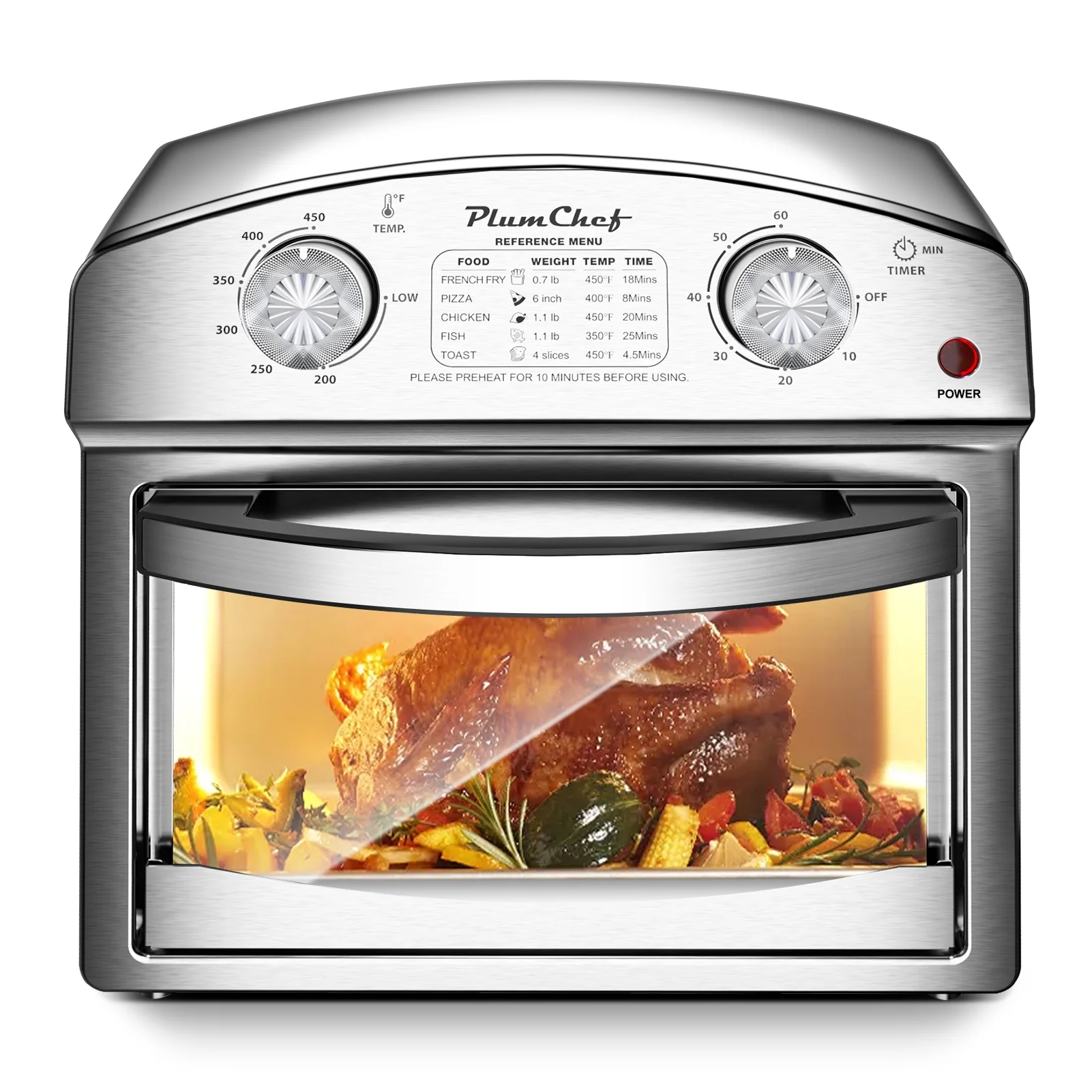 13 Quart Air Fryer, Large Air Fryer Oven Toaster Combo w/ 60 Minute Timer, Convection Oven Countertop, Accessories, UL Certified, Nonstick, Accessories Included, 1500W, Sliver(13QT(Silver)) - Image 6