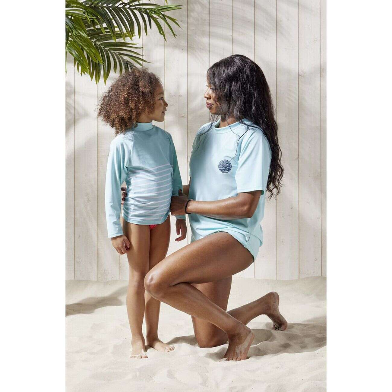 T-shirt manche courte protection UV50 adulte tissu bleu 45x61cm