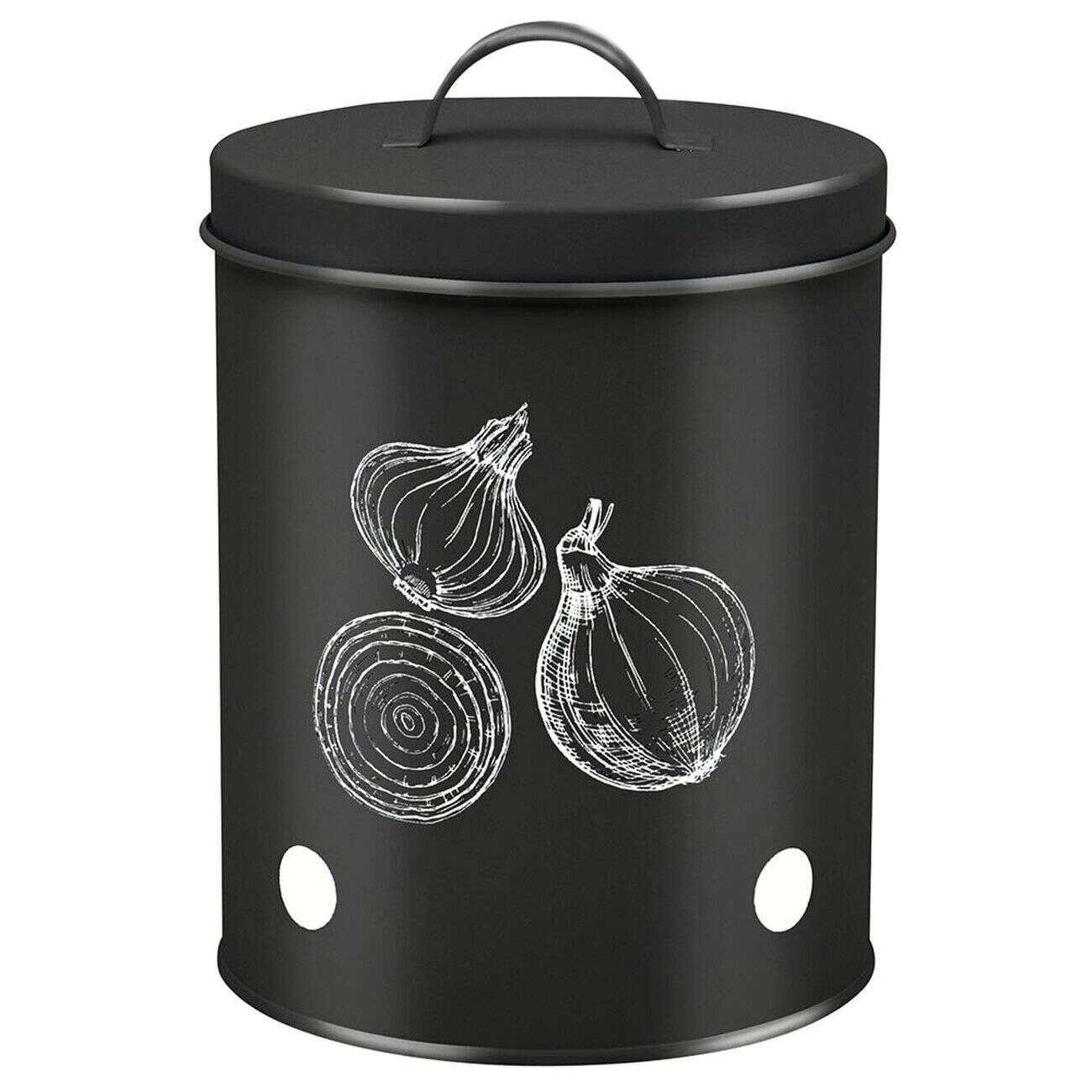 Boîte de conservation oignon métal noir Ø16xH22.5cm