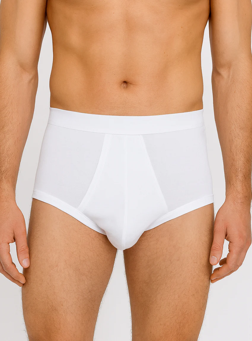 Slip ouvert homme taille haute en coton blanc