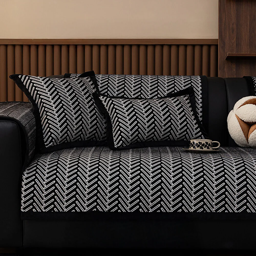 Modern Chic Herringbone Chenille Anti-scratch Non-Slip Couch Cover