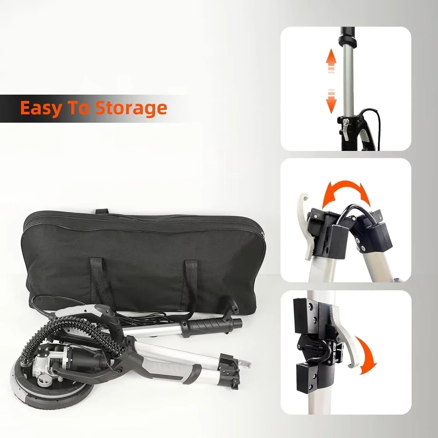 Drywall Sander, 750W 6.5A Electric Ceiling Removal Tool Machine, 7 Variable Speed 900-1800 RPM Sander with LED Light, 14 Pcs Sanding discs