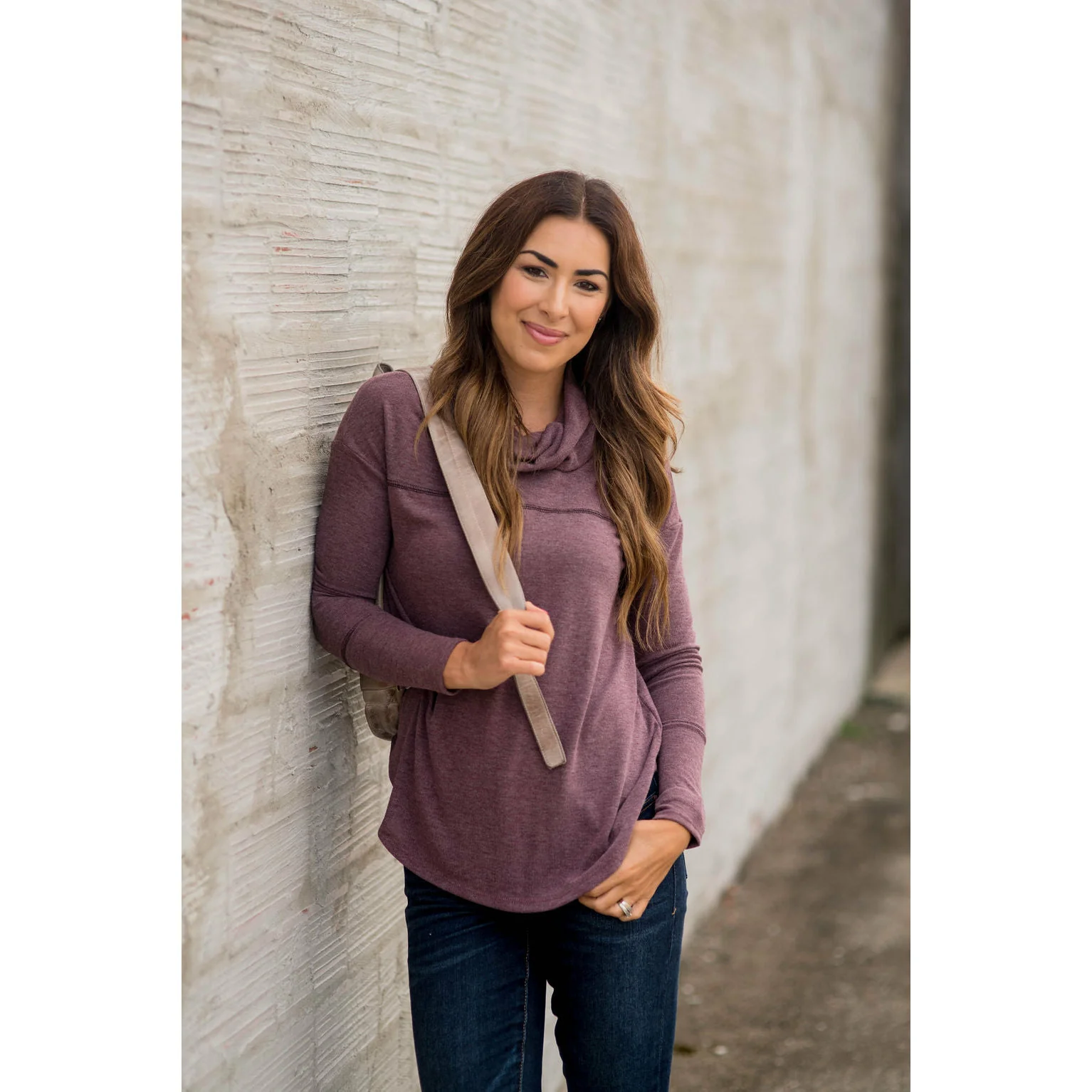 Raw Stitched Cowl Neck