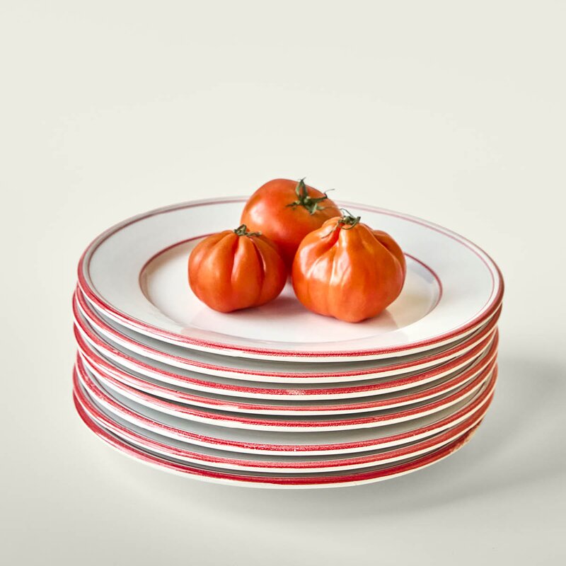 Bistro middagstallerken 27 cm 2 stk rød/hvit