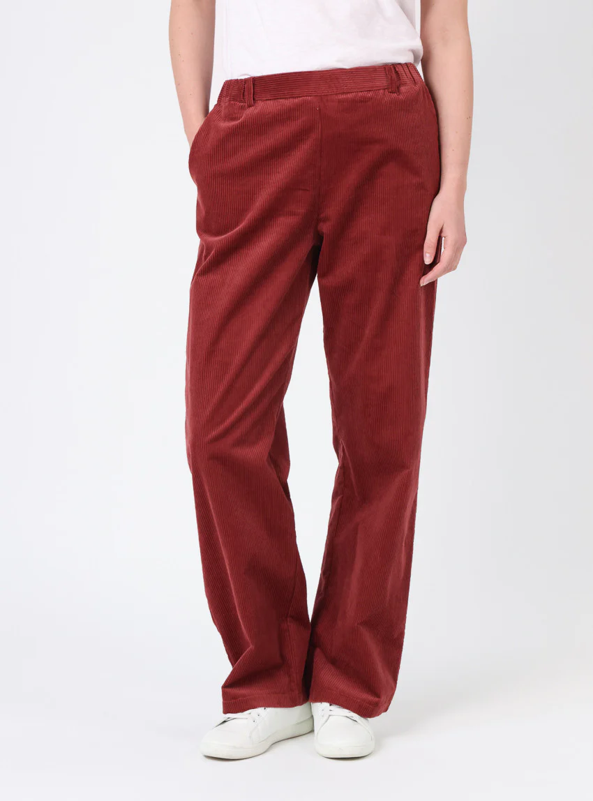 Pantalon large femme rouge brun