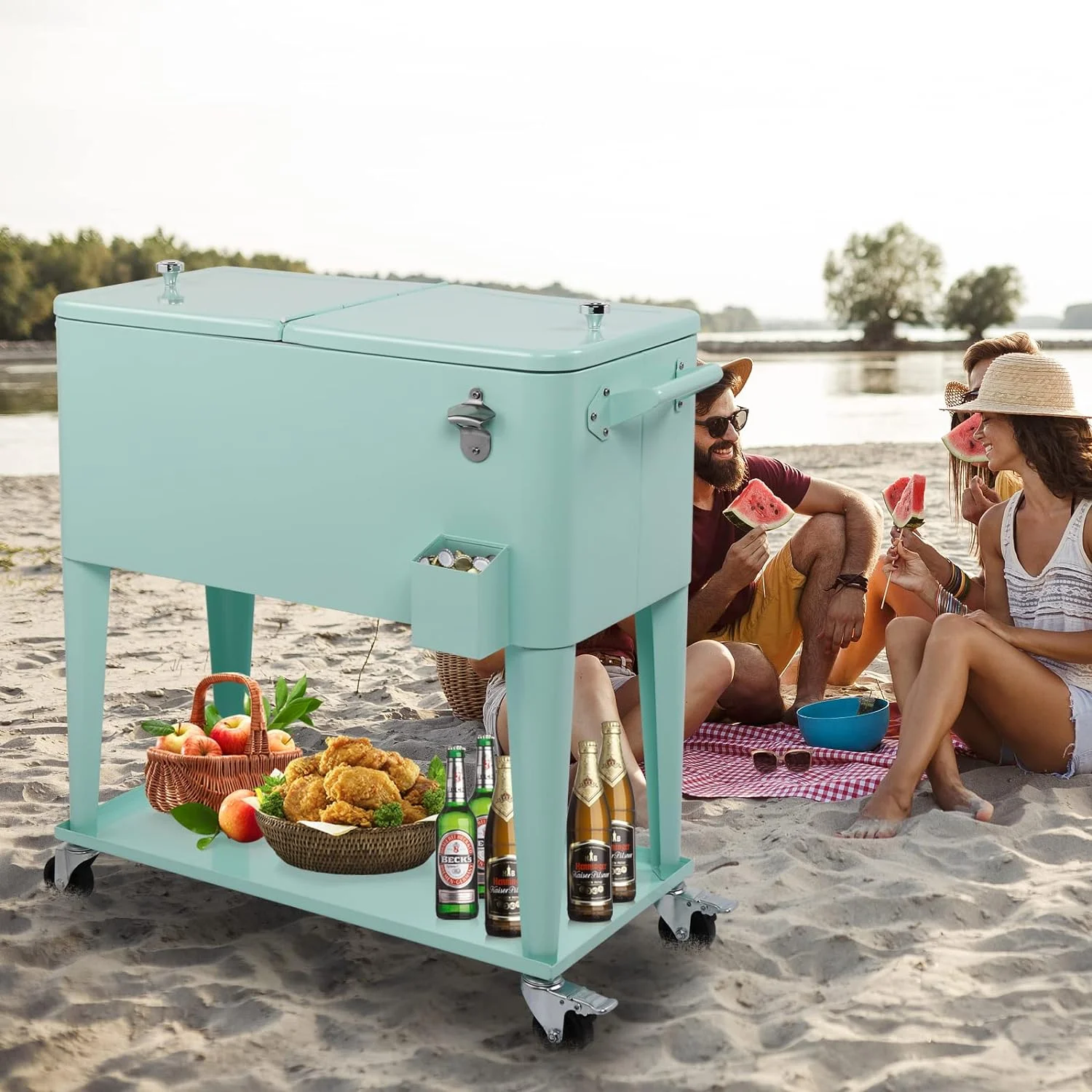 80 Quart Ice Chest Water Cooler with Bottle Opener, Milk White(Milk White) - Image 10