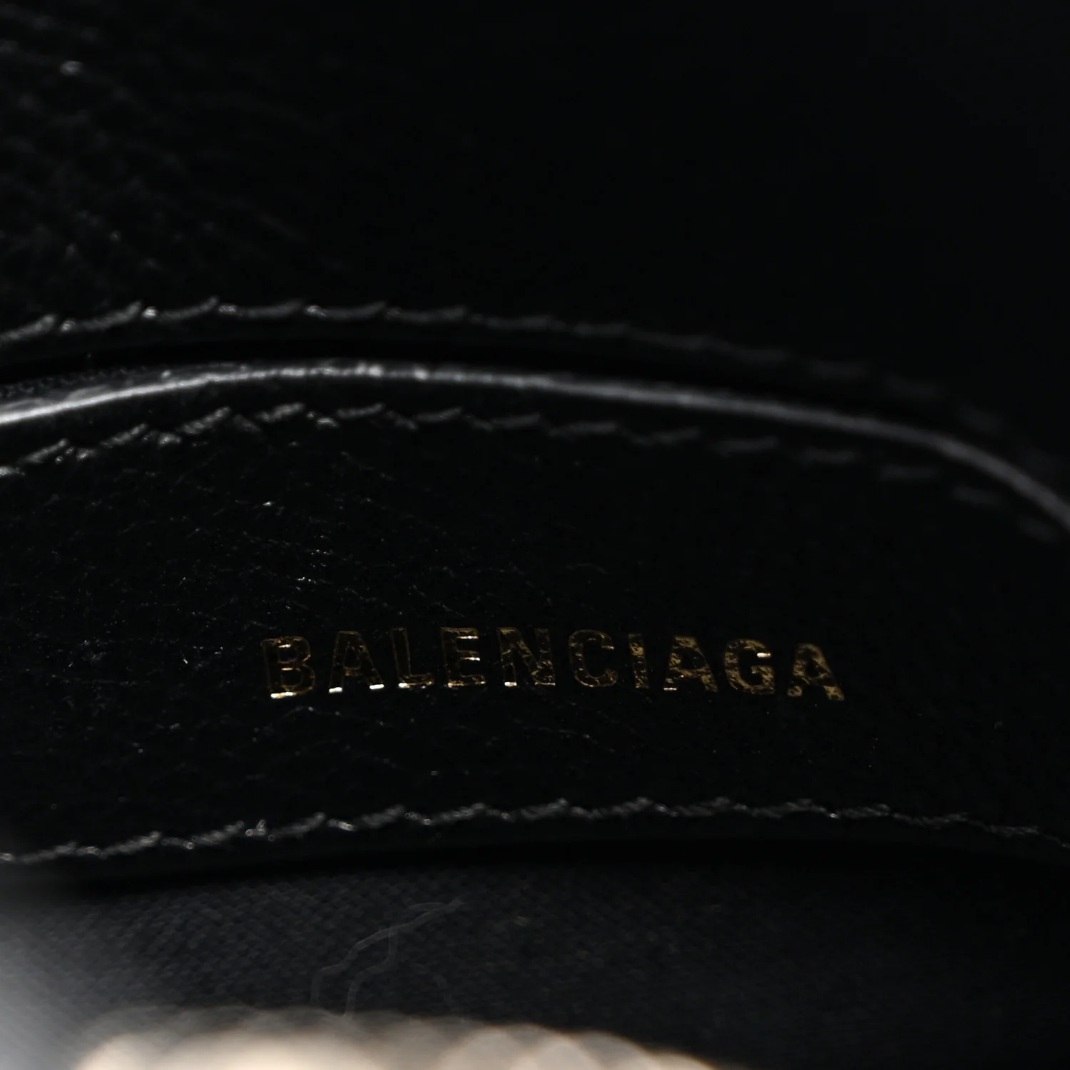 Signature Grained Calfskin Logo XXS Ville Top Handle Bag Black White