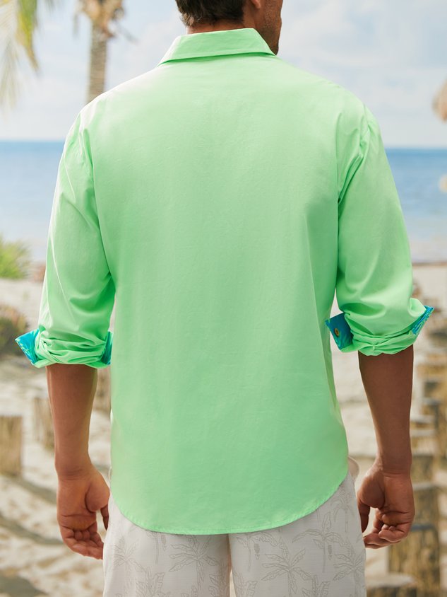 Chemise à manches longues en coton à motif botanique contrasté