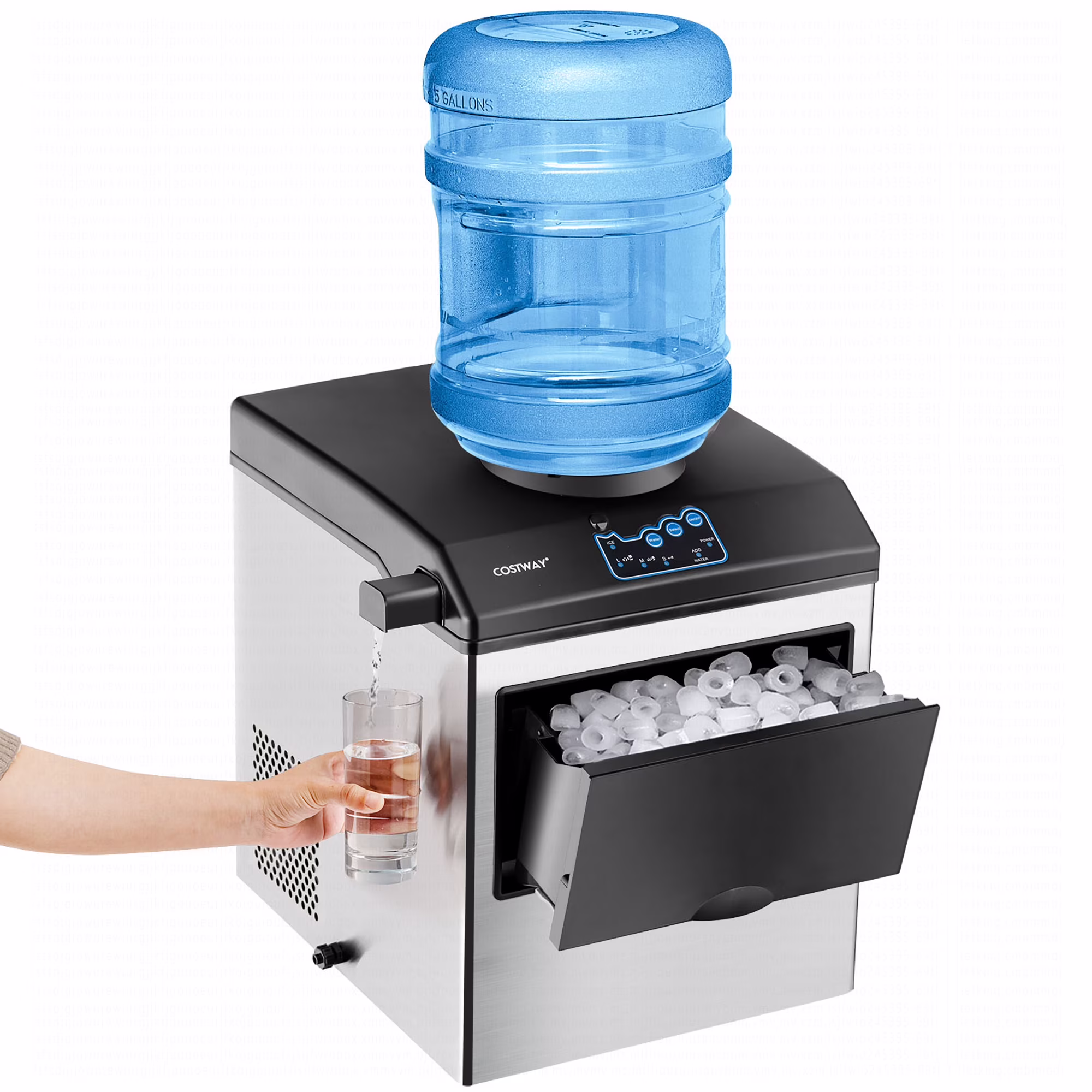 Costway 2 - in - 1 Stainless Steel Countertop Ice Maker Water Dispenser 48 lb/24H W/ Scoop